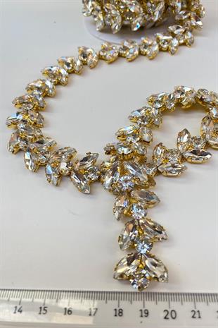 شريط حدود فستان السهرة مع شريط مكوك وشريط خوص حجري لامع