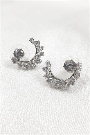 Mekik Zirkon Taşlı Ay Model Küpe