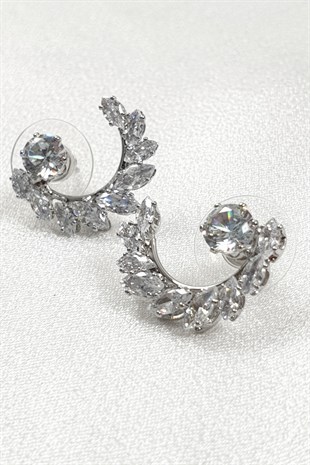 Mekik Zirkon Taşlı Ay Model Küpe