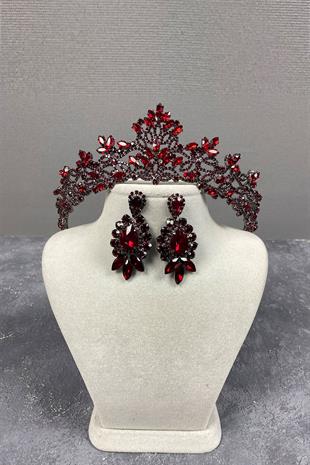 Melis Bridal Henna Crown And Studded Earring Set
