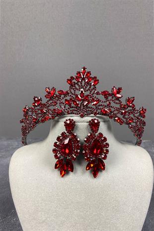 Melis Bridal Henna Crown And Studded Earring Set