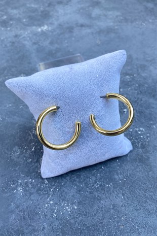 Metal Gold Halka Küpe