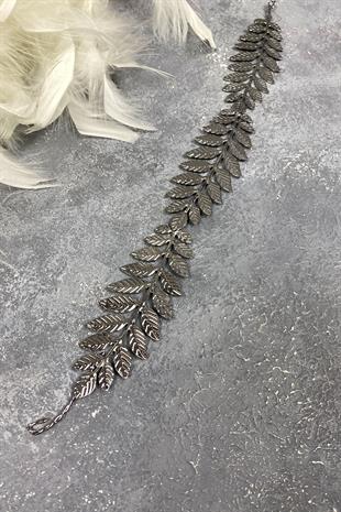 Metal İnce Yapraklı Tasarım Gelin Tacı Saç Aksesuarı