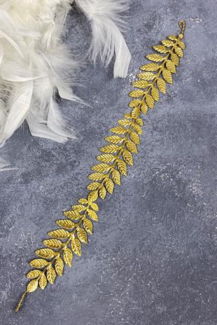 Metal İnce Yapraklı Tasarım Gelin Tacı Saç Aksesuarı