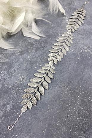 Metal İnce Yapraklı Tasarım Gelin Tacı Saç Aksesuarı