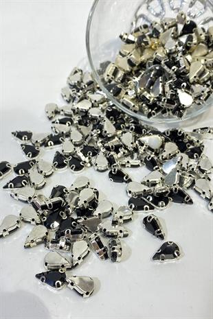 Metal Kasalı Damla Beyoğlu Taşı Dikme boncuk 10 Adet