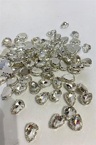 Metal Kasalı Damla Beyoğlu Taşı Dikme boncuk 5 Adet