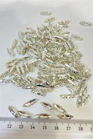 Metal Kasalı Mekik Beyoğlu Taşı 4*15 Dikme boncuk 10 Adet