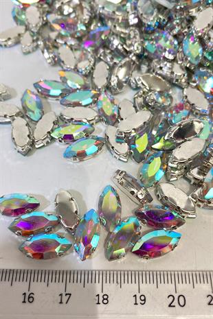 Metal Kasalı Mekik Beyoğlu Taşı Dikme boncuk 10 Adet