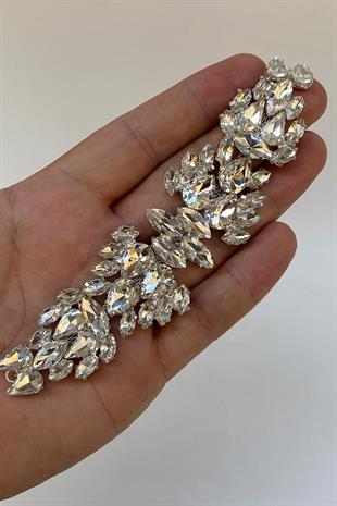 Metal Kasalı Motif Mekik Taşlı Cam Aplik 