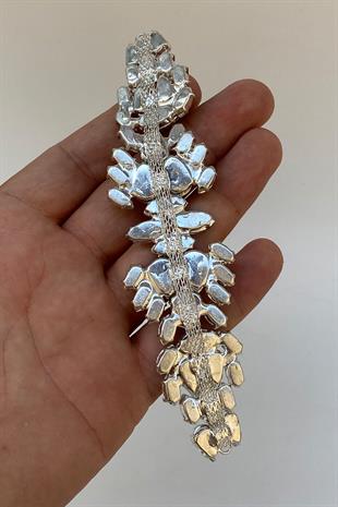 Metal Kasalı Motif Mekik Taşlı Cam Aplik 