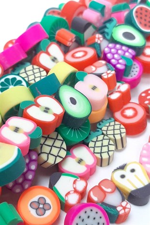 Fruit Patterned Mixed Fimo Dough Beads