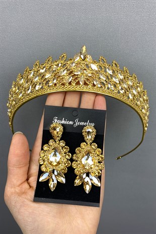 Mia Bridal Henna Crown and Earrings