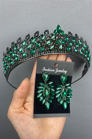 Mia Bridal Henna Crown and Earring Set