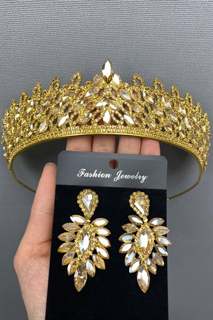 Mia Bridal Henna Crown and Earring Set
