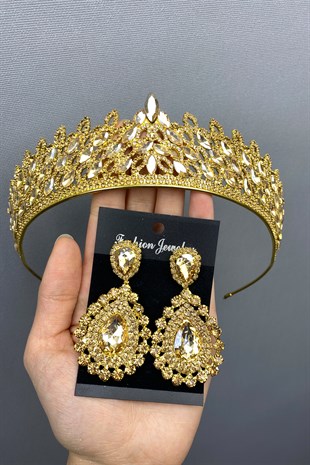 Mia Bridal Henna Crown and Earring Set