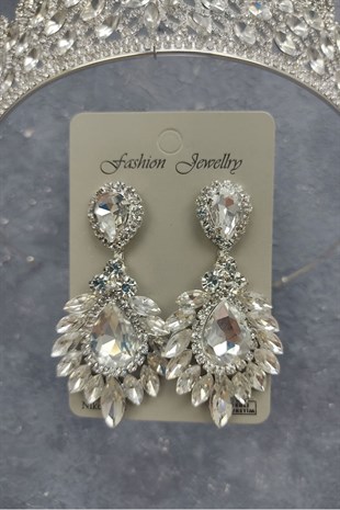 Mia Model Gelin Tacı Ve Damla Mekik Taşlı Küpe