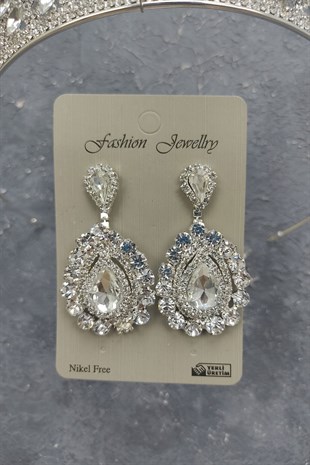 Mia Model Gelin Tacı Ve Mekik Taşlı Küpe