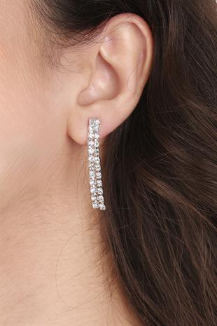 Mia Taşlı Abiye Kolye Küpe Seti Ve Lale Gelin Tacı