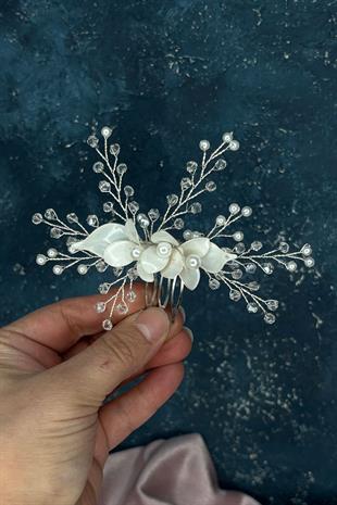 Minimal Tasarım Mineli Sedef Kristalli Gelin Saç Aksesuarı