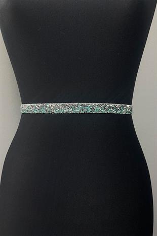 النعناع الأخضر حبة مطرزة مساء اللباس حزام الخصر الإكسسوار