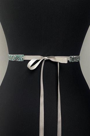 النعناع الأخضر حبة مطرزة مساء اللباس حزام الخصر الإكسسوار