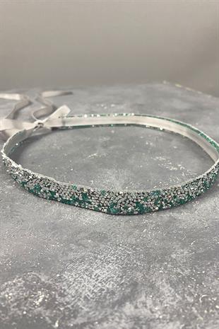 النعناع الأخضر حبة مطرزة مساء اللباس حزام الخصر الإكسسوار