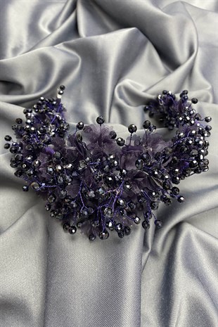 Purple Agena Crystal Stone Henna and Bridal Crown