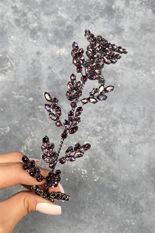 Purple Beryl Leaf Motif Bridal Henna Crown Hair Accessory