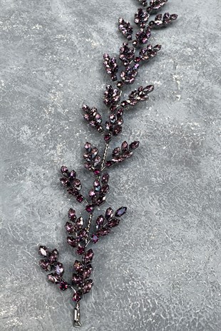 Purple Beryl Leaf Motif Bridal Henna Crown Hair Accessory