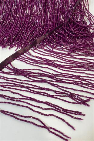 Mor Boncuklu 15 cm Saçak Püskül