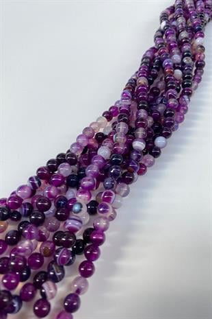 Mor Doğal Taş Akik 6 mm