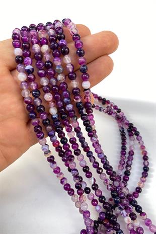 Mor Doğal Taş Akik 6 mm