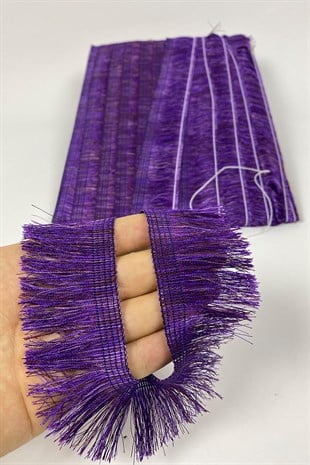 Mor Düz Saçak İp Püskül Şerit