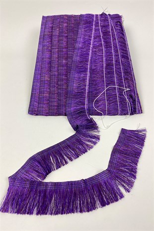 Mor Düz Saçak İp Püskül Şerit
