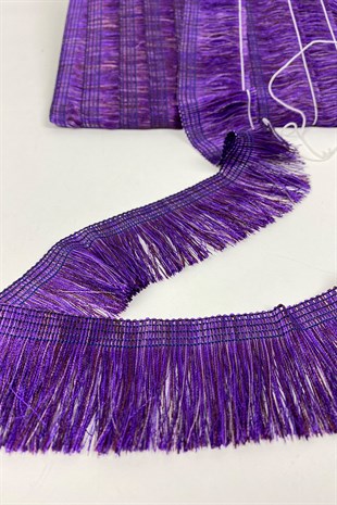 Mor Düz Saçak İp Püskül Şerit