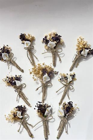 Mor Gala Cipsolu Damat Yaka Çiçeği Sağdıç Çiçeği 10 Adet