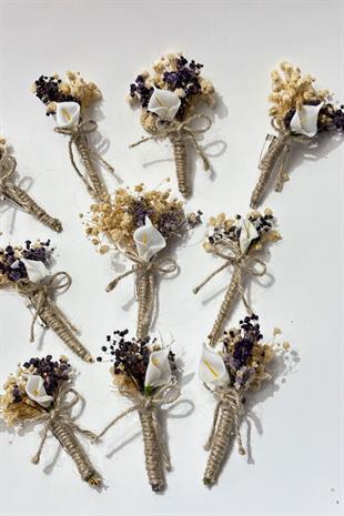 Mor Gala Cipsolu Damat Yaka Çiçeği Sağdıç Çiçeği 10 Adet