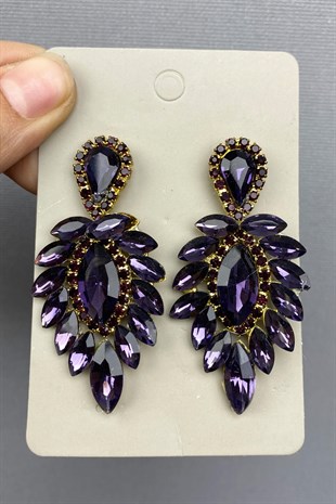 Purple Gold Bridal Henna Tiara and Earrings