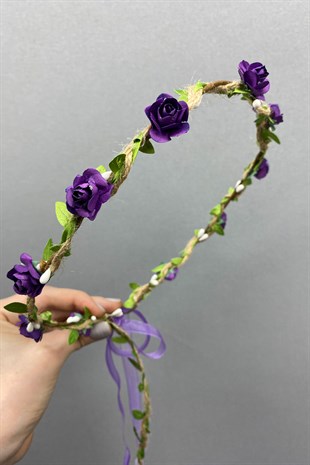 Purple Paper Rose Leaf Bridesmaid Crown and Gift Child Crown