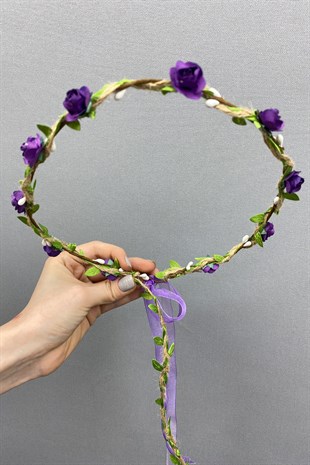 Purple Paper Rose Leaf Bridesmaid Crown and Gift Child Crown