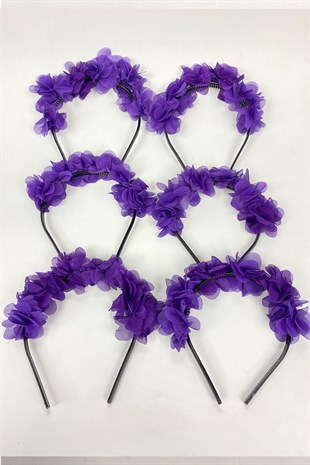 Purple Laser Flower Bridesmaid Crown and Gift Child Crown 6 pcs