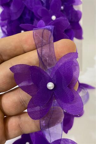  فراشة شيفون مقطوعة بالليزر باللون الأرجواني