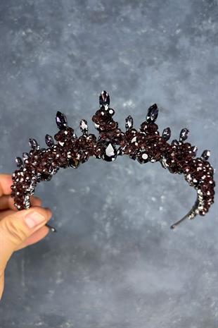 Purple Lycian Beaded Bridal Henna Crown