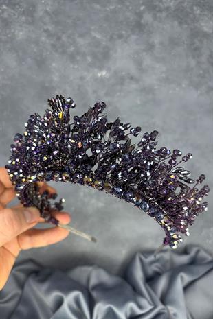 Purple Livan Beaded Bridal Henna Crown Hair Accessory