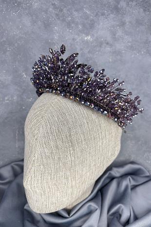 Purple Livan Beaded Bridal Henna Crown Hair Accessory