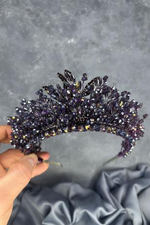 Purple Livan Beaded Bridal Henna Crown Hair Accessory