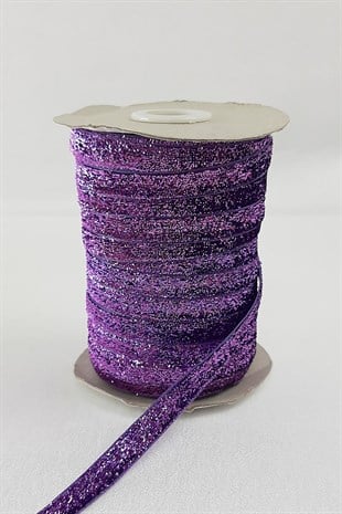 Purple Color Silvery Velvet Ribbon 1 cm