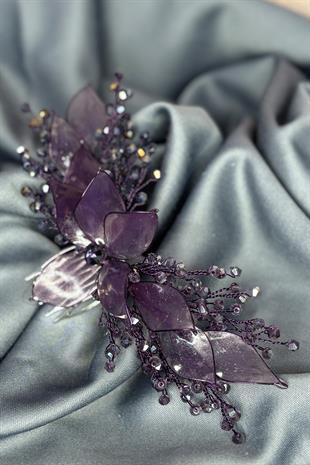 Mor Sedefli Özün Taraklı Gelin Saç Aksesuarı