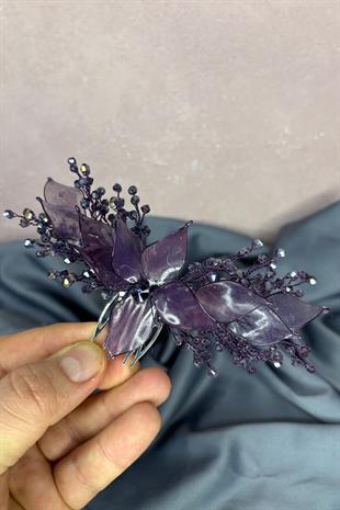 Mor Sedefli Özün Taraklı Gelin Saç Aksesuarı